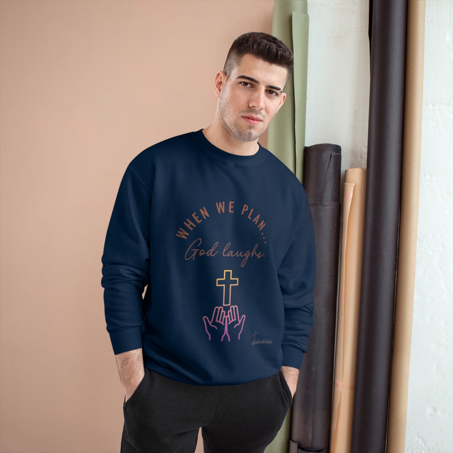 God Laughs Champion Sweatshirt.