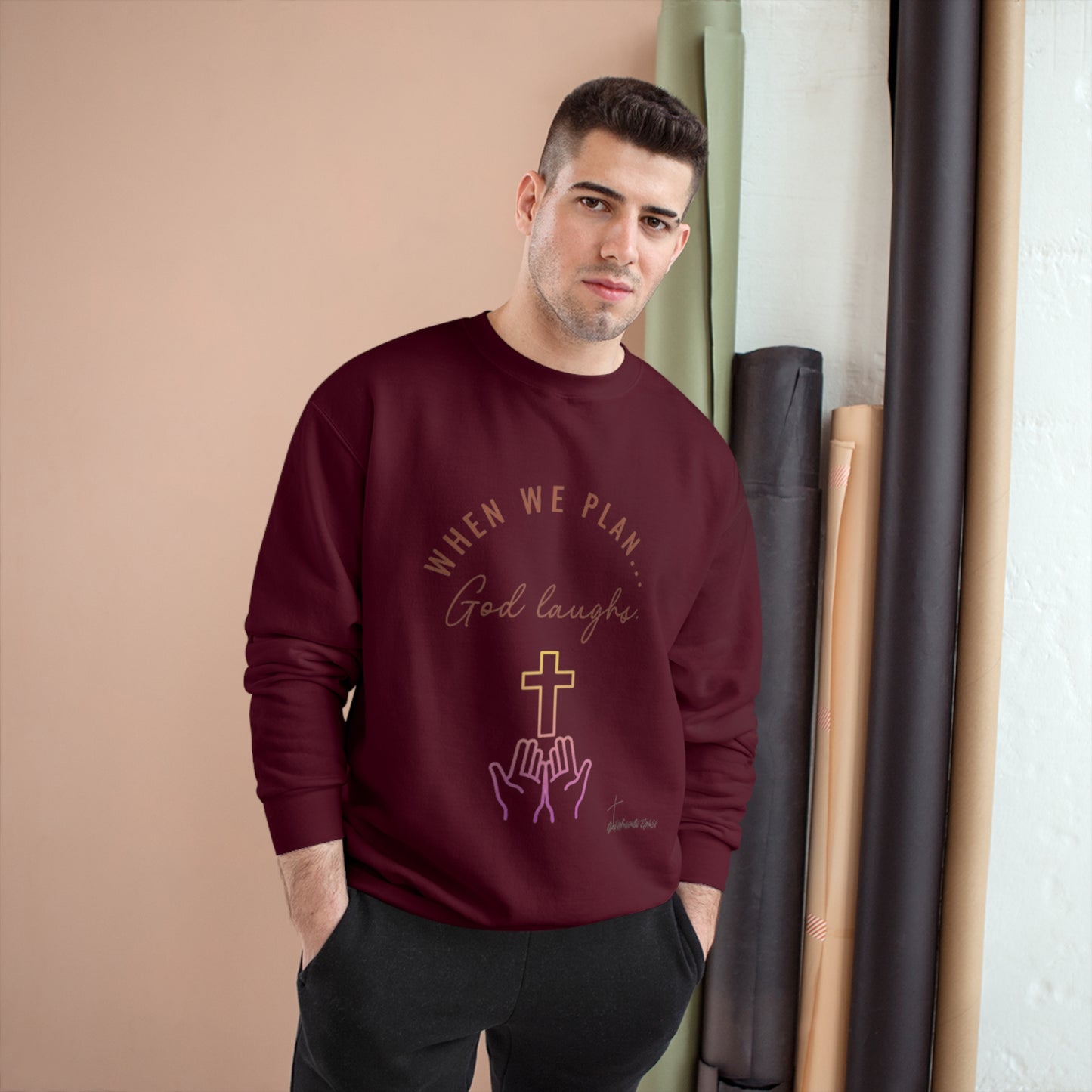 God Laughs Champion Sweatshirt.